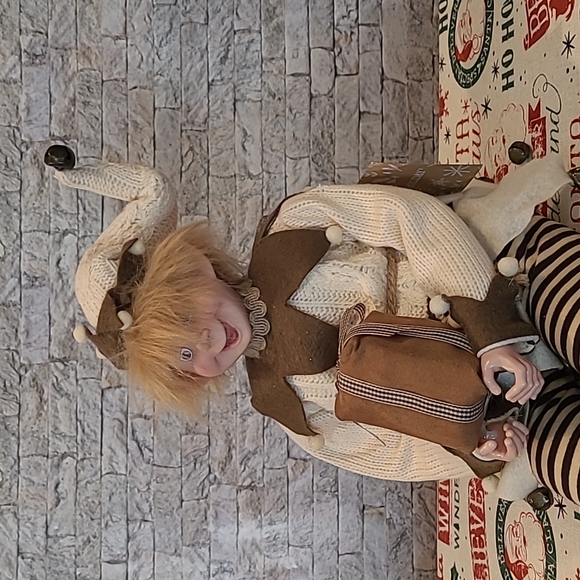 Artic Holiday 24" Sitting Christmas Elf Holding a Christmas Present - Picture 2 of 6